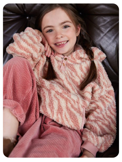 Mädchen Kapuzenpullover aus Teddyfleece - pudrig rosa